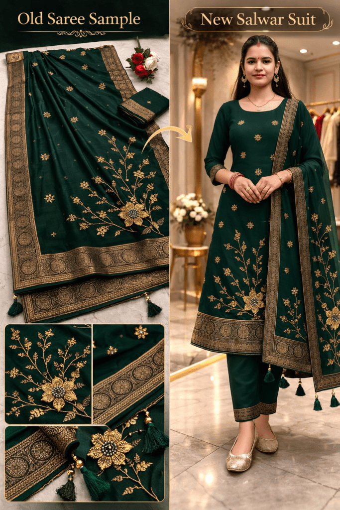Old Saree to Salwar with Pants