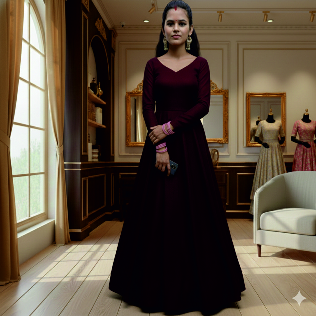 Maroon A-Line Gown