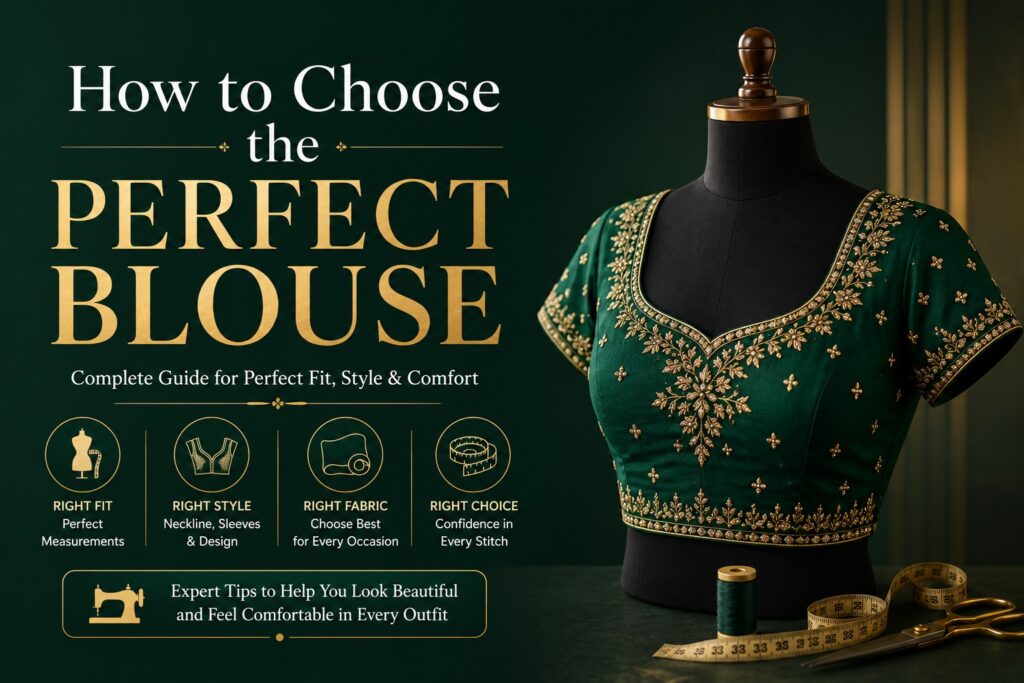 How to Choose the Perfect Blouse for Your Body Type (Step-by-Step Guide) 9 How to Choose the Perfect Blouse, How to Get the Perfect Blouse Fitting, How to Choose the Right Blouse Design, Tips for Choosing the Perfect Blouse, Common Blouse Fitting Mistakes to Avoid