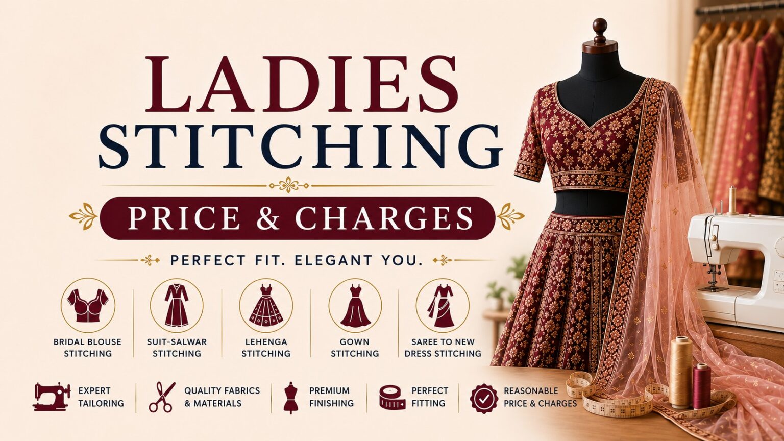 Latest Ladies Stitching Charges 2026, Latest Bridal Blouse Stitching Price in Prayagraj, Latest Suit Stitching Price Prayagraj, Latest Lehenga Stitching Charges in Prayagraj, Latest Gown Stitching Price in Prayagraj