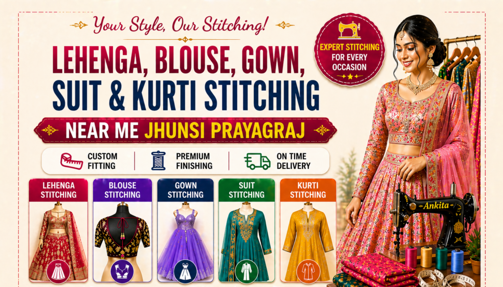 Lehenga stitching near me jhunsi prayagraj, Gown stitching near me jhunsi prayagraj, Blouse stitching near me jhunsi prayagraj, Suit stitching near me jhunsi prayagraj, Kurti stitching near me jhunsi prayagraj