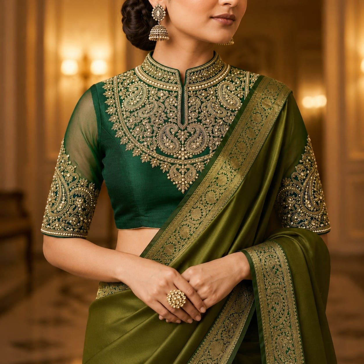 High-Neck Blouse Design